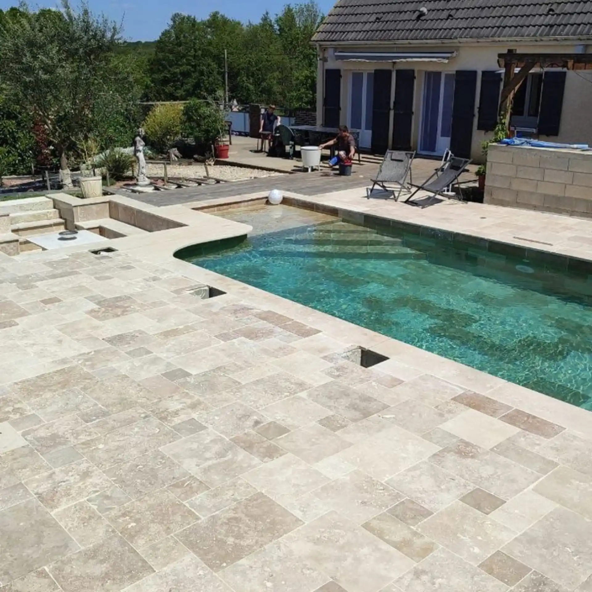Travertin beige terrasse